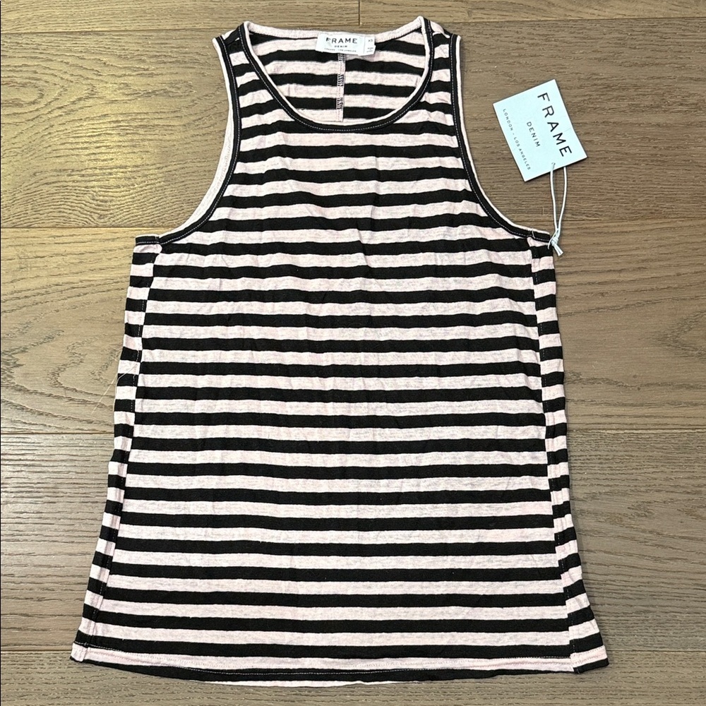 FRAME DENIM | ✨NEW✨ Pink and Black Striped Tank Top